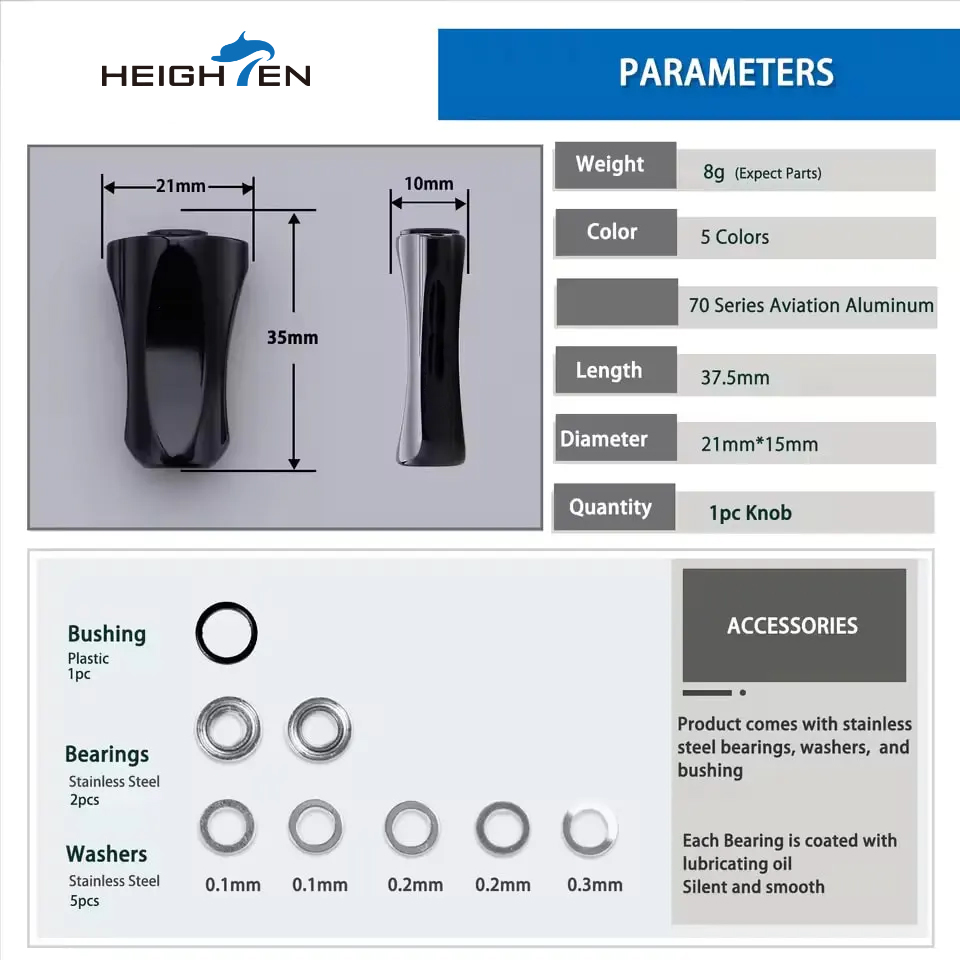 HEIGHTEN 21mm Reel Handle Alum - Reel Drag Knob 评论和价格